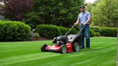 Professional lawn mower cutting grass in Lindale Texas
